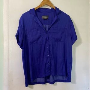 Anthropologie blue button up shirt